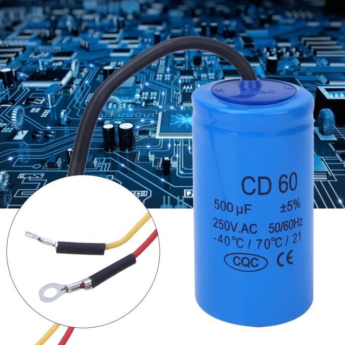 Condensateur De Démarrage CD60 400uF 250VAC - Pour Moteurs électriques, 2 Fils, 50/60Hz