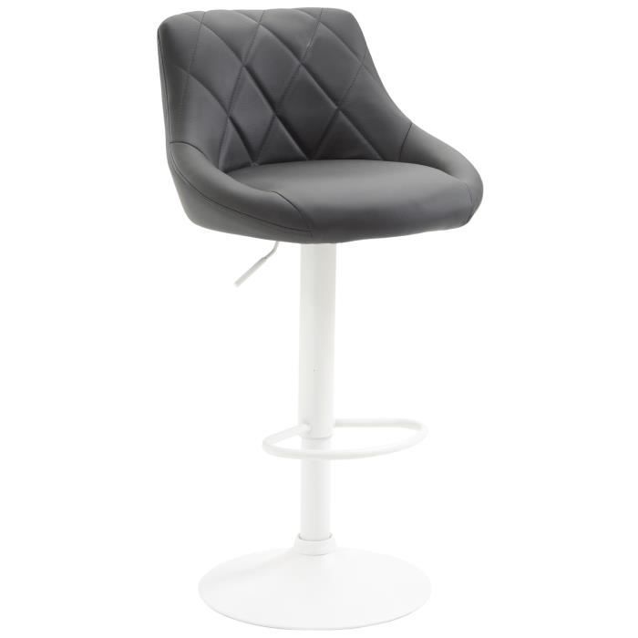Tabouret de Bar Réglable en Hauteur Lazio Similicuir avec Pied et repose-pieds Métal Gris-Blanc Tabouret de Bar Réglable en Hauteur Lazio Similicuir avec Pied et repose-pieds Métal Gris-Blanc