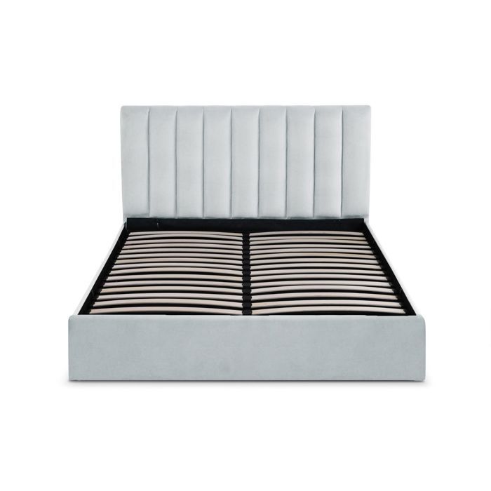 MENZZO Lit Coffre Songe + Sommier Velours Argent 160cm - Velours L169 x P217 x H112 cm