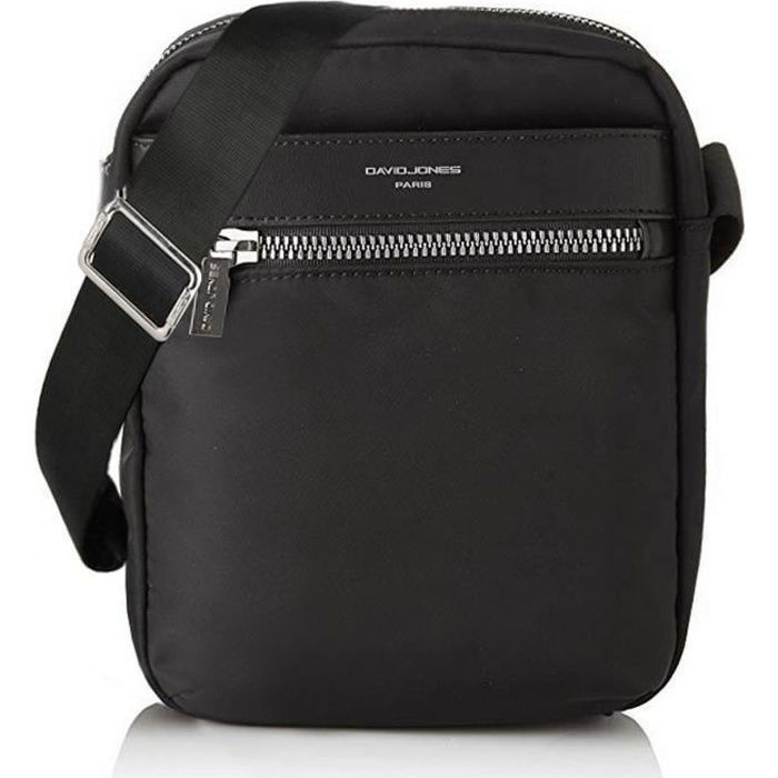 David Jones - Petite Sacoche Bandoulière Epaule Homme - Nylon Porté Croisé - Besace Multipoche Travail Ville - Noir