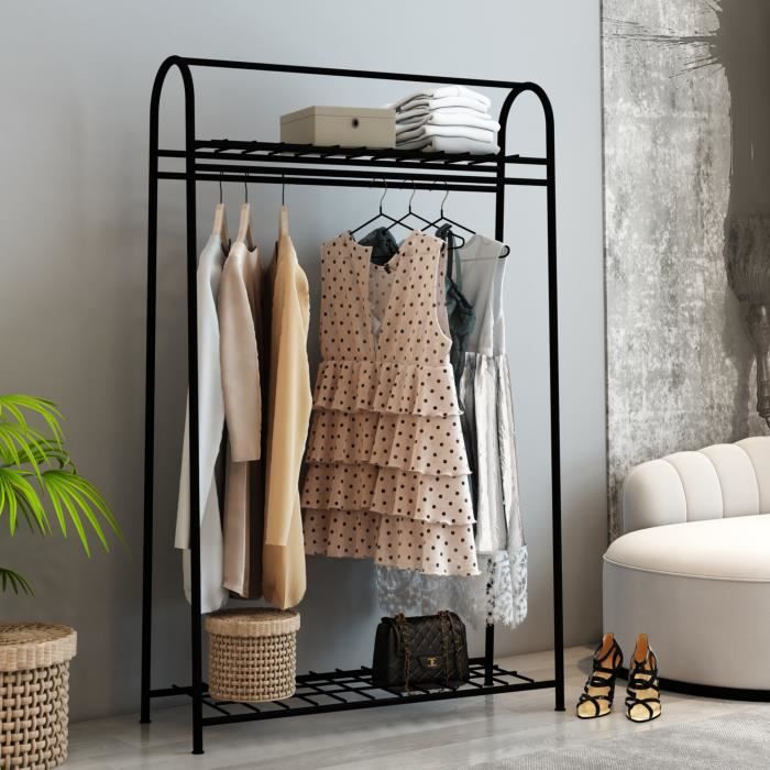 Portant à Vêtements Enfant Avec étagères - Garde-robe MDF 90x80x38 Cm Rose Et Blanc - Rangement Pratique Chambre Enfant