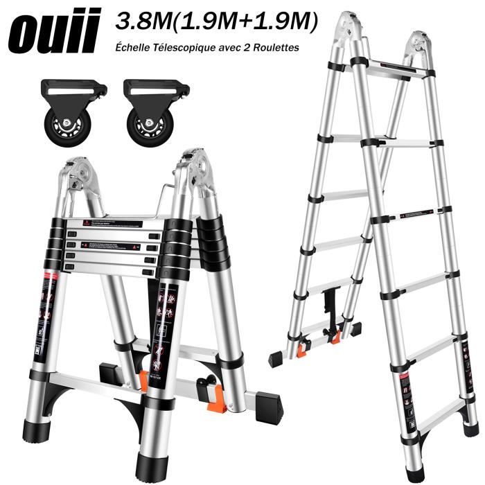 Échelle Télescopique Pliante 3.8M EXBON Aluminium 12 marches