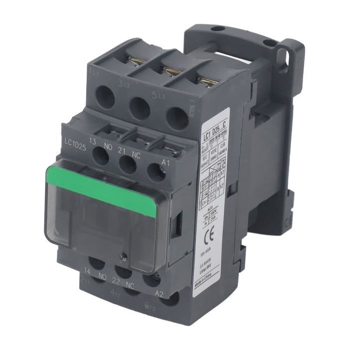 Contacteur AC Heschen HS1-16 16A 1NO 1NC Bobine 12V – Montage Rail DIN 35 Mm, Certifié CE TÜV
