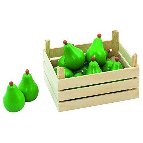 jeu d'imitation - goki - commerçant - poires dans une caisse de fruits - 13,6 x 10,6 x 6,8 cm