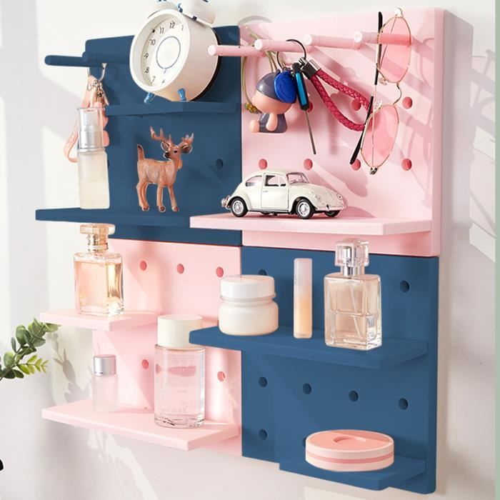 Organisateur Mural Pour Panneau Acoustique Ou Mur à Lattes - Crochets, Barres Et Bacs En Métal Noir - Modulable Pour Bureau, Cuisine, Couloir