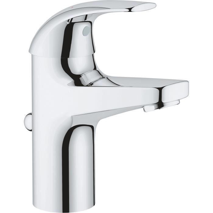 Mitigeur lavabo GROHE Start Curve - Chromé - Taille S - Tirette de vidage - Economie d'eau