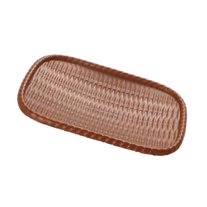 Panier Tressé Imitation Rotin Rectangulaire 35x25x7 Cm - Pour Rangement Fruits, Snacks, Décoration | En PP Résistant, Marron