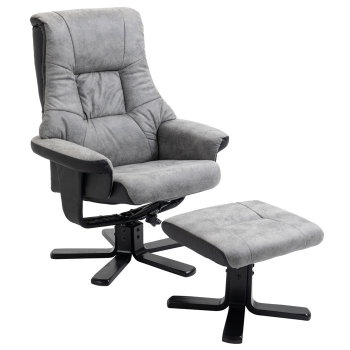 HOMCOM - Fauteuil relax inclinable - Microfibre (100% polyester) - 78x82.5x109cm - Gris