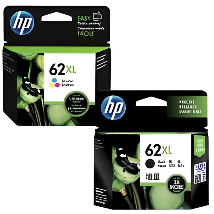 HP 62 Pack de 2 Cartouches d'Encre Noire et Trois Couleurs