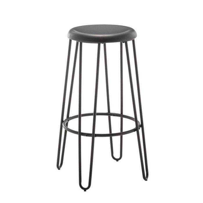 Tabouret haut style industriel – Métal noir mat – Pieds épingle