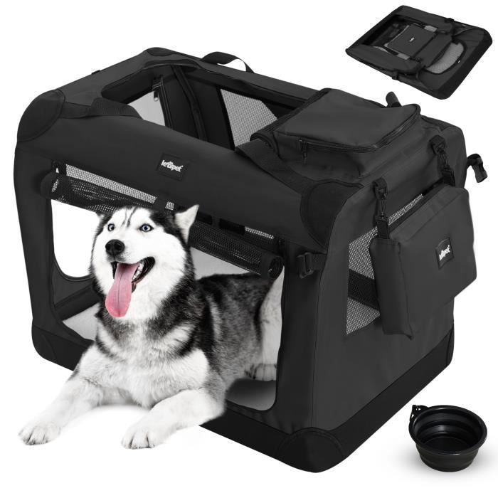 Meilleurs prix pour Leopet® Sac De Transport Pour Chiens - Gamelle, Pliable, Respirant, Taille Xxl, Noir - Bagage, Panier Pour Animal De Compagnie, Voyage