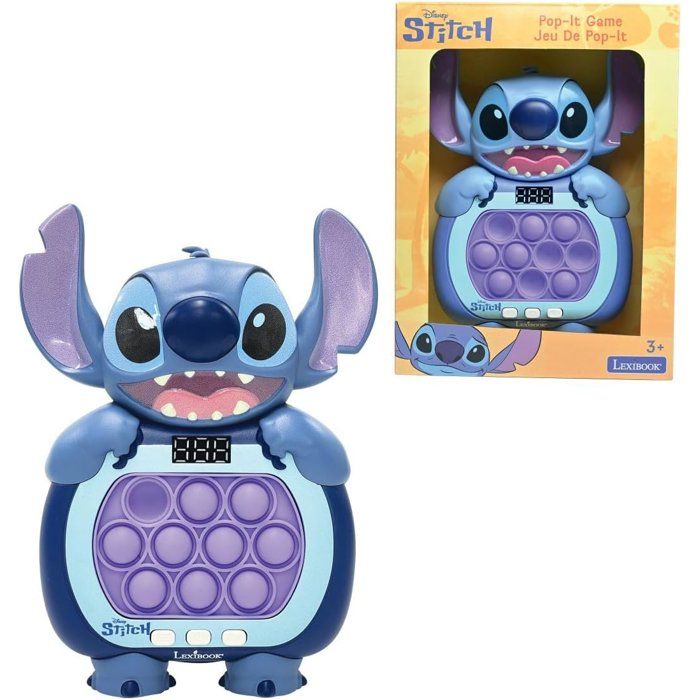 Jeu à pousser Stitch Lexibook Fast Push Disney Stitch 10 bulles antistress 999 niveaux 6 mode de jeu Dès