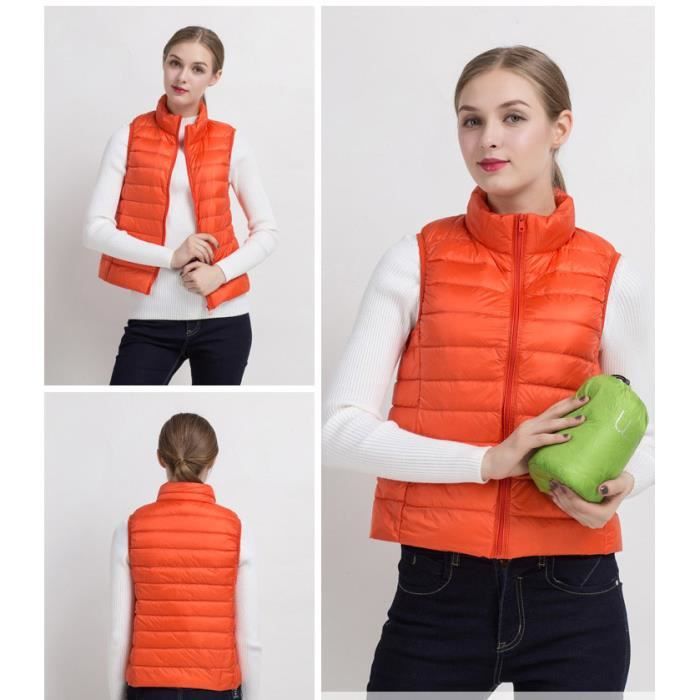 Légère femm Orange Manche Femme Sans Doudoune Doudoune rtdChQxs