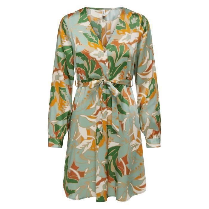 Robe courte fleurie droite Only Vert d'eau Adulte Femme Vert