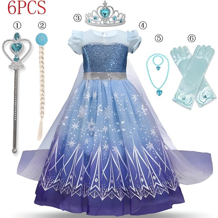 Robe de princesse reine des neiges Elsa tenue de fête Cosplay pour filles  robe de princesse Costume - Cdiscount Jeux - Jouets