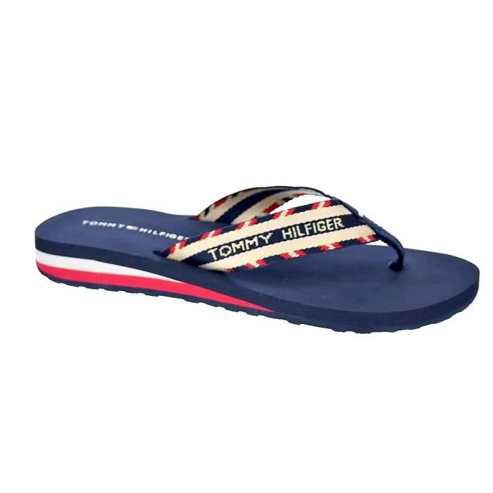 Tongs Tommy Hilfiger Shiny Touches Femme Bleu Cdiscount Sport