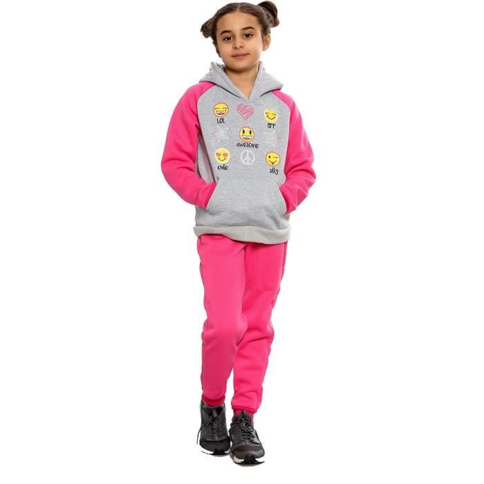 Enfants Filles Awesome Cute Silly BFF LOL Survêtement Gris Polaire Ensemble 2 pièces à Capuche Et Pantalon Ensemble Âge 5-13 Ans