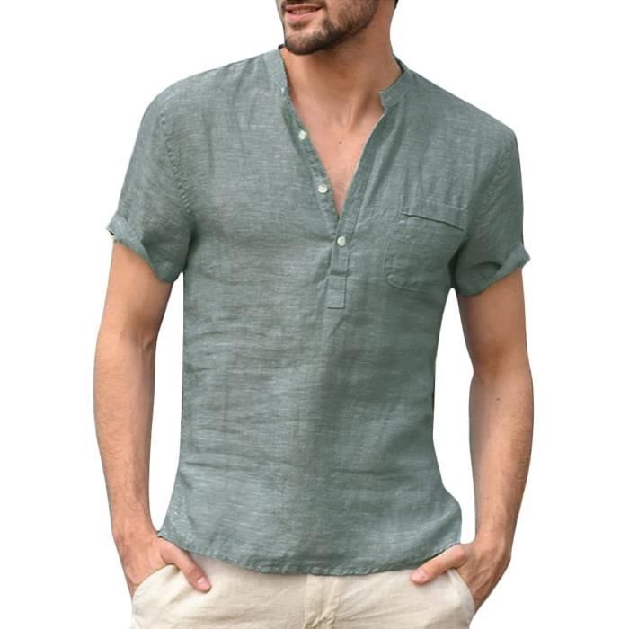 Chemise Manches Longues Léger Chemise Homme Lin Manches Longues