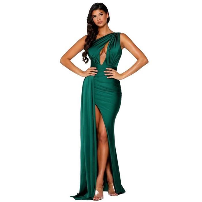 Robe De Soirée Verte Adrianna Papell - Une Épaule à Volants - Taille 12 - Neuf Avec Étiquettes