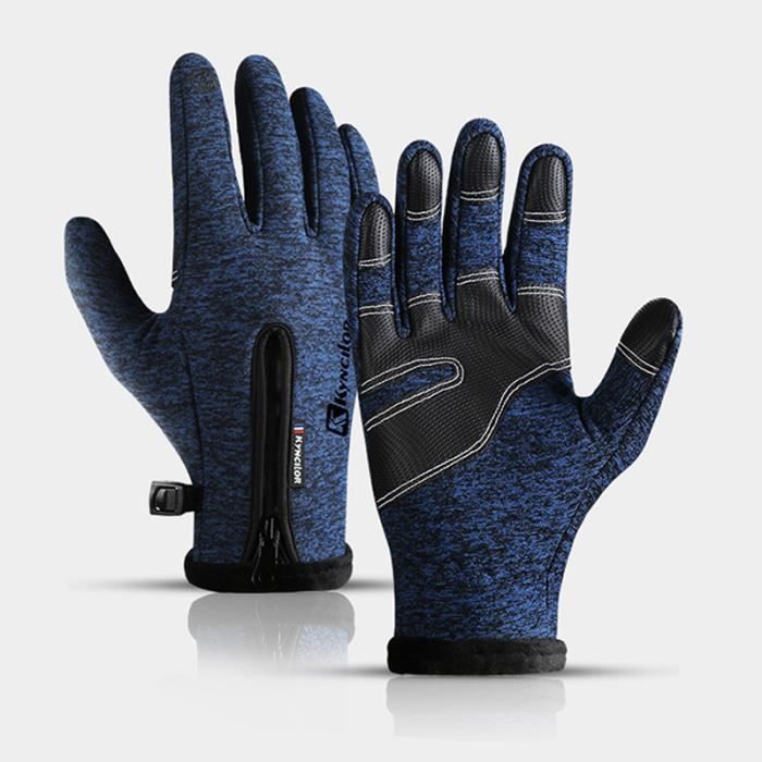 Gants dhiver Doublure Chauffants ANNEFLY Gants à écran Tactile pour Hommes et Femmes Anti Froid Antidérapants Bleu-L