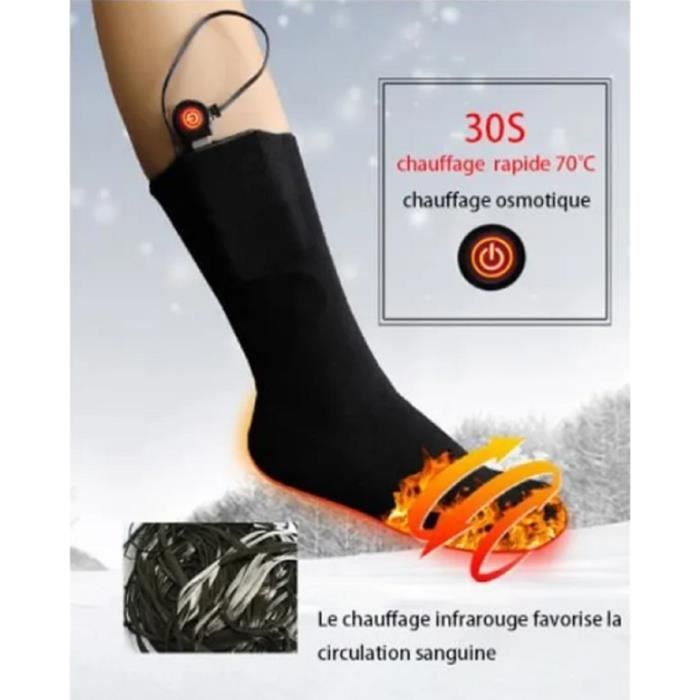 chaussette thermique - noir - chauffante et résistante à l'usure - pour ski et randonnée