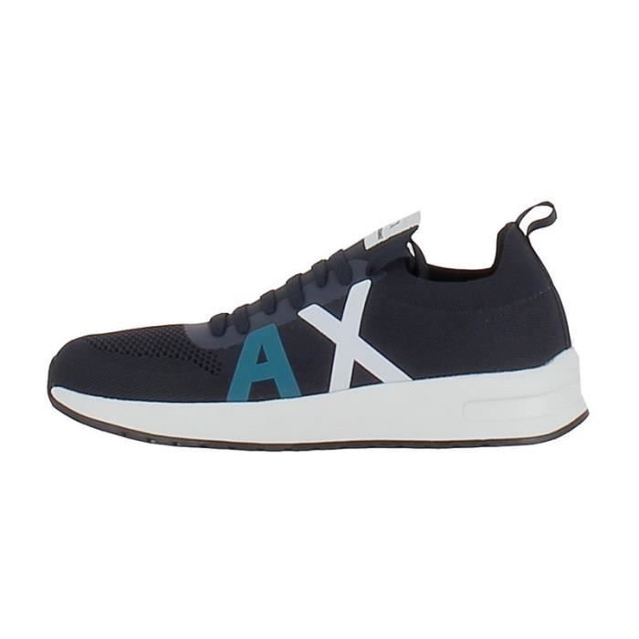 Armani Exchange Basket Armani Exchange - Réf. XUX171-XV662-S566 - Couleur Bleu Blanc - Basket Tricoté - Lacets