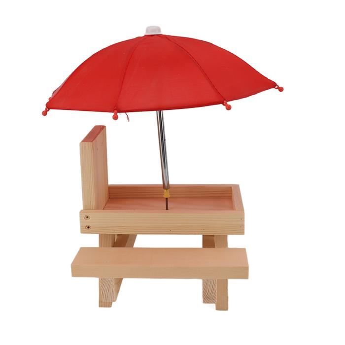 Mangeoire à Écureuils Avec Parapluie MIXXIDEA - Bois Massif, 2 Bancs - Pour Fixer Maïs Ou Nourriture - Déco Jardin