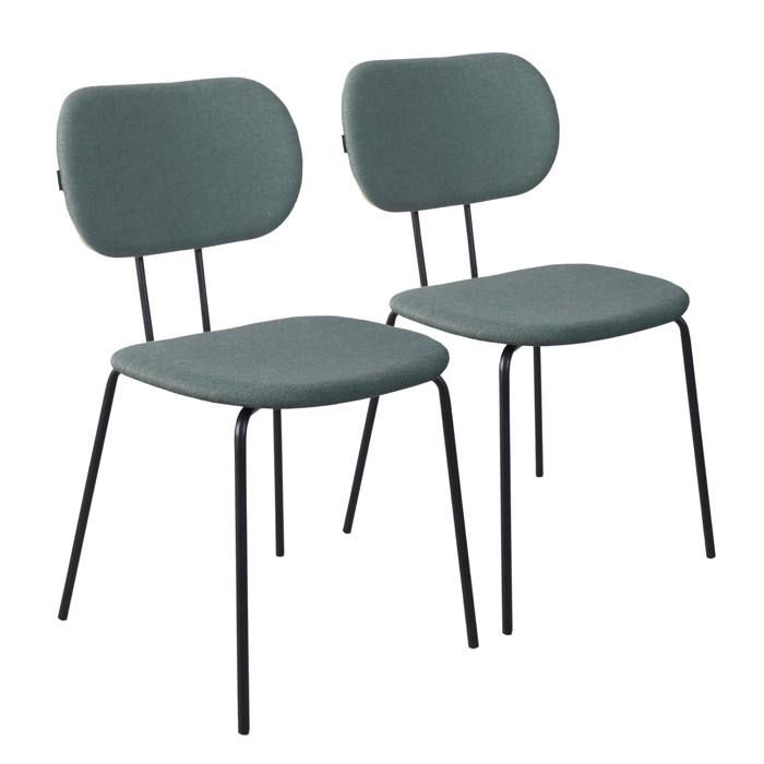 Lot de 2 chaises design en acier et bois vert foncé Tina - Oviala Lot de 2 chaises design en acier et bois vert foncé Tina - Oviala