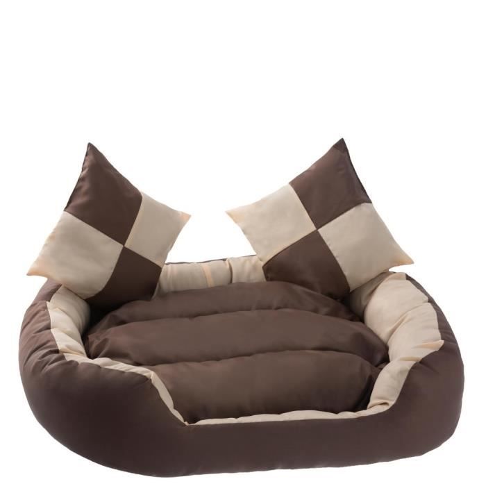 Comparer les prix de Lit pour chien réversible petstuff® - Coussin amovible - Hydrofuge - Lavable - Crème/Brun - Taille S