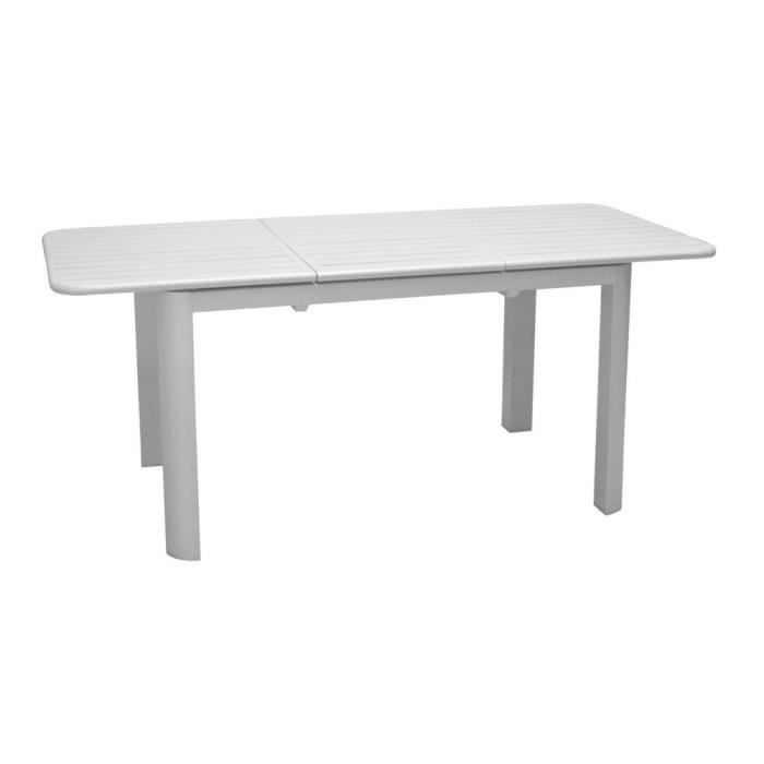 table de jardin extensible eos en aluminium 130/180 x 80 cm - plateau à lattes - blanc
