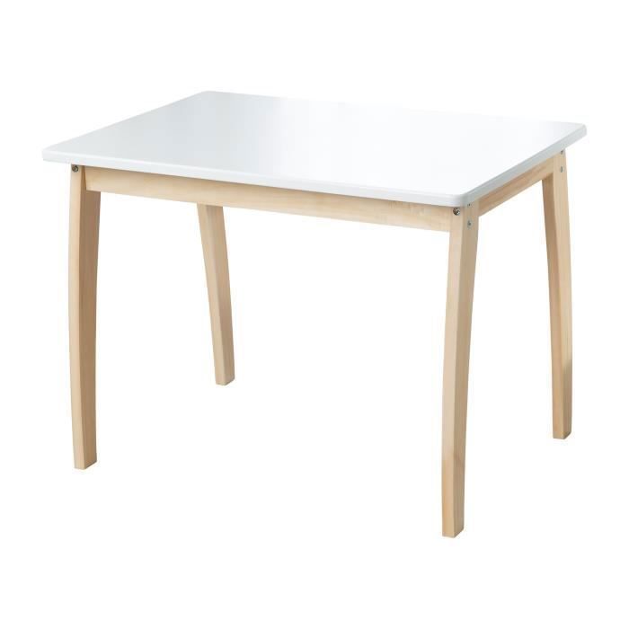 Table Enfant en Bois Massif - ROBA - Meubles pour Tout-Petits - À Partir de 2 Ans - Naturel / Blanc