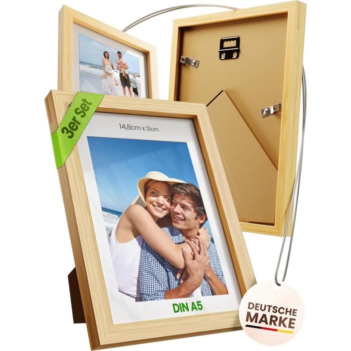 Lot De 3 Cadres Photos En Bois 10x15 Cm Avec Verre – Déco Murale Ou Pose Sur Meuble