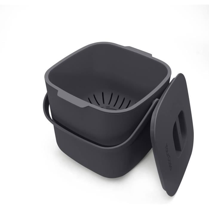 Poubelle De Cuisine Composteur Pliable 7L - À Accrocher Sous L'évier Ou Sur Porte - Sans Couvercle, Design Mural Pratique - Blanc - 9