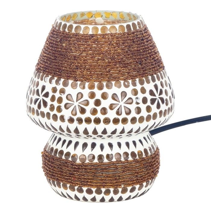 Signes Grimalt - ORIGEN Home Decor Lampe de Table en Mosaïque Marron - Lampe de Table Exotique 18x14x14cm