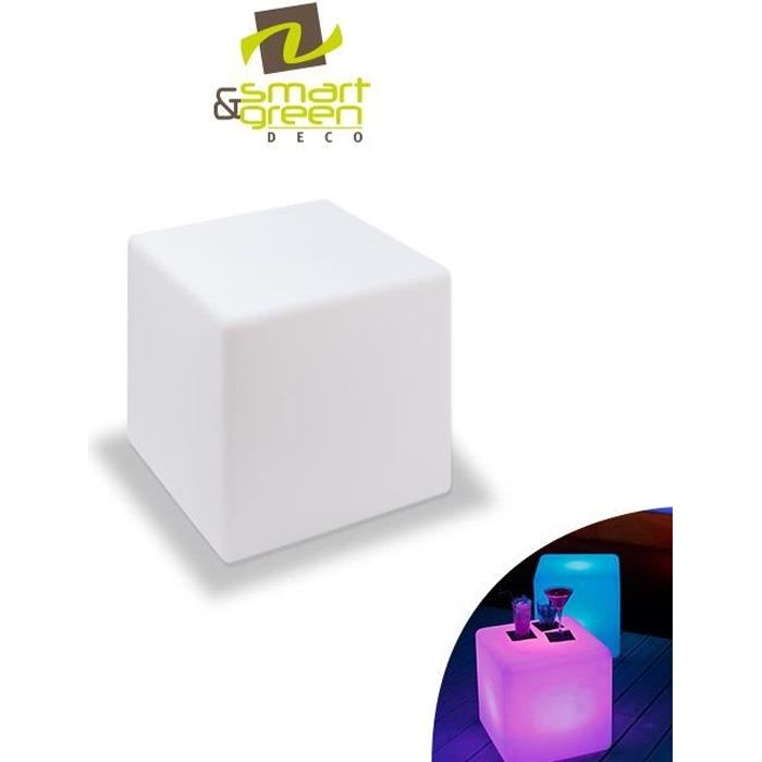 Smart & Green - Cube LED Lumineux multicolore et étanche 35 cm ...