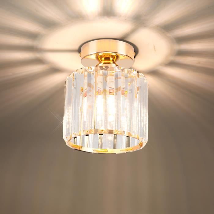 Plafonnier Semi-encastré En Cristal Noir - Luminaire E27 Moderne - Pour Salon, Chambre, Couloir... - Diamètre 18 Cm - 3