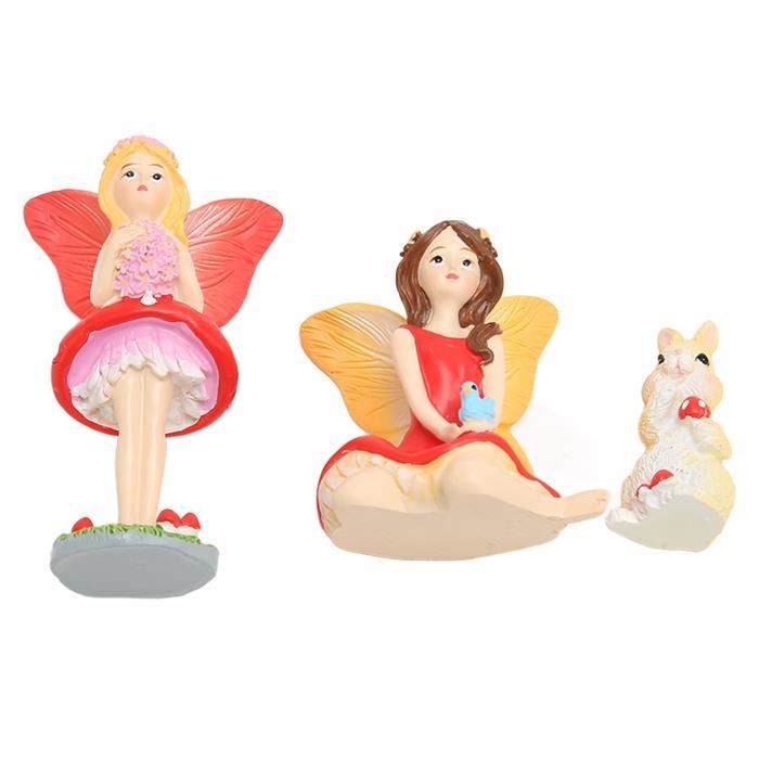 Figurine Elfe Cora Avec Bébés Dragons - 33cm, Pierre Artificielle Peinte à La Main, Ailes Amovibles
