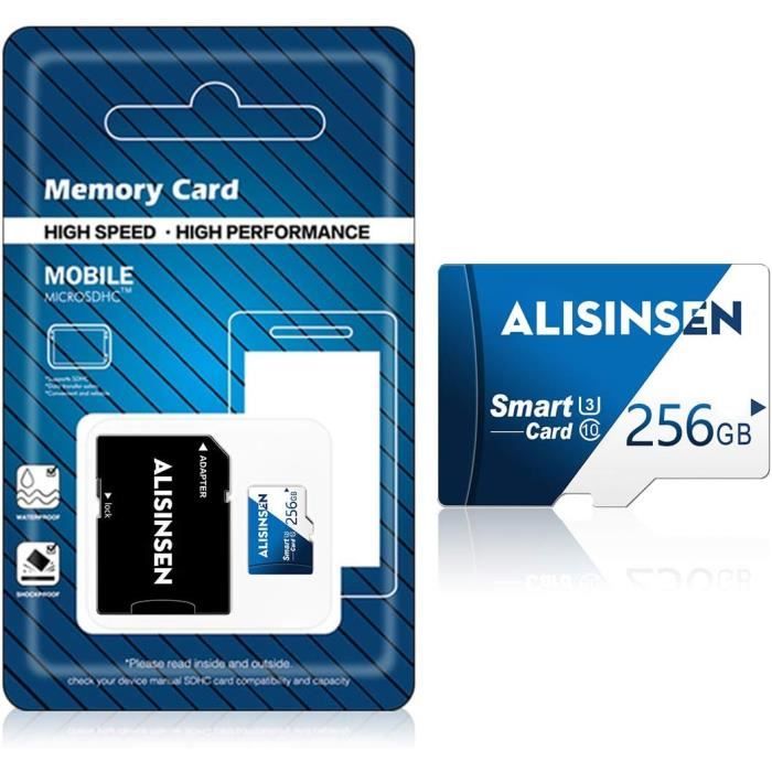 256Go Carte Micro SD 256Go Carte mémoire avec Adaptateur Carte mémoire TF  (Classe 10 Haute Vitesse) avec [214]