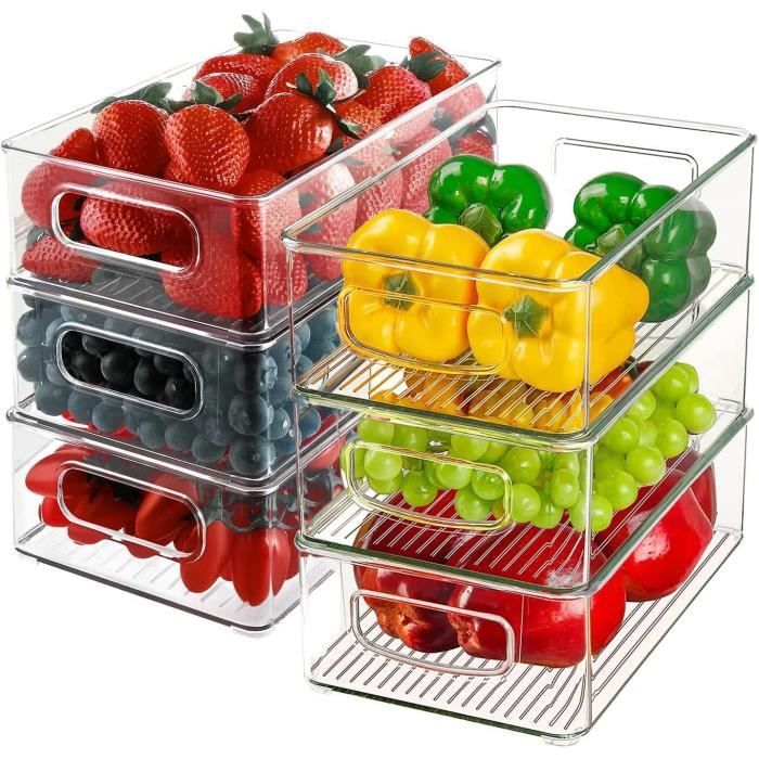 THLEITE Lot De 12 Rangement Frigo Transparent 3 Tailles - Organiseur Réfrigérateur Cuisine, Salle De Bain Et Tiroirs Sans BPA