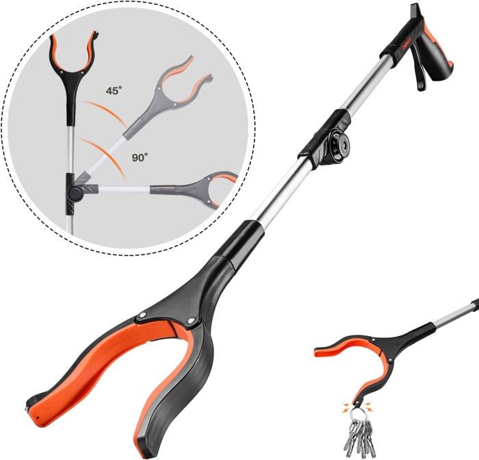 GROFIS Pince Ramasse-Déchets 110cm - Pliable, Rotative 360° Et Magnétique - Pour Jardin Et Personnes Âgées