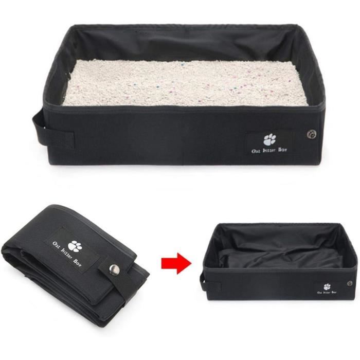 Bac à Litière Portable Et Pliable Pour Chat - Imperméable, Facile à Nettoyer - 45 X 35 X 13 Cm - 5
