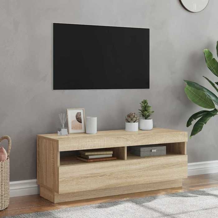 vidaXL Meuble TV avec Lumières LED Armoire de Télévision Meuble Télé de Salon Armoire Basse Salle de Séjour Intérieur 804457