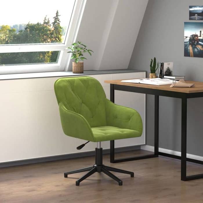 vidaXL Chaise pivotante de bureau Vert clair Velours 344859