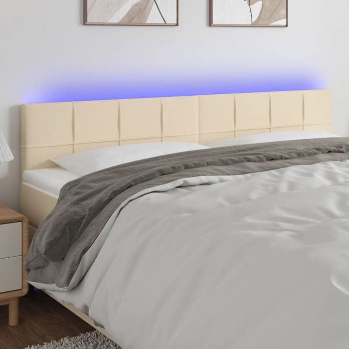 3121442 vidaXL Tête de lit à LED Crème 200x5x78-88 cm Similicuir