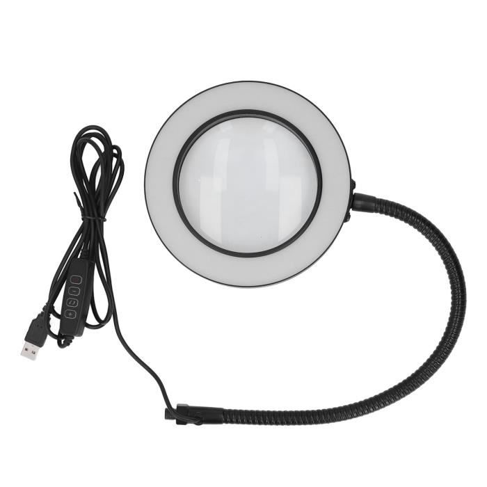 Lampe Loupe Sur Pied Éclairante 5 Dioptres - 8X Grossissement, LED 24W - Pour Esthétique, Coiffure, Lecture