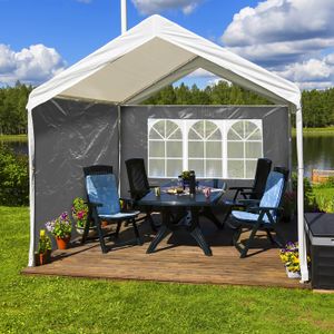 Parois Latérales Pour Pavillon De Jardin 3x3m - Lot De 2 - Polyester Imperméable Anthracite Avec Fenêtre - 9