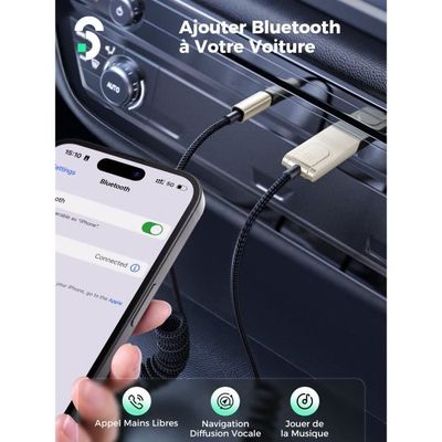 Recepteur Bluetooth 5.0 Voiture, Adaptateur Bluetooth Voiture 3,5mm Aux Jack  Avec Sans Fil Rduction Du Bruit Pour Stro Voiture/stro Domestique/casque