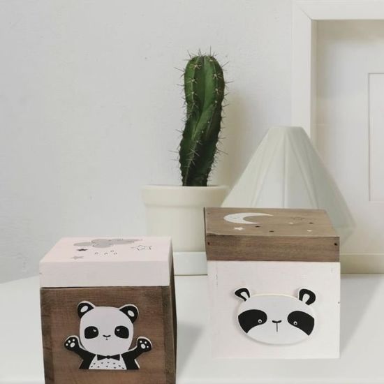 Boîte à mouchoir en bois Panda - Marron - SILUMEN