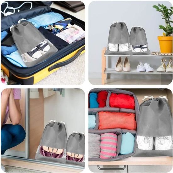 Lot De 14 Sacs à Chaussures De Voyage NAROSEBE - Housses Anti-Poussière Avec Fenêtre Transparente 32x44cm, Rangement Chaussures Quotidien & Voyage