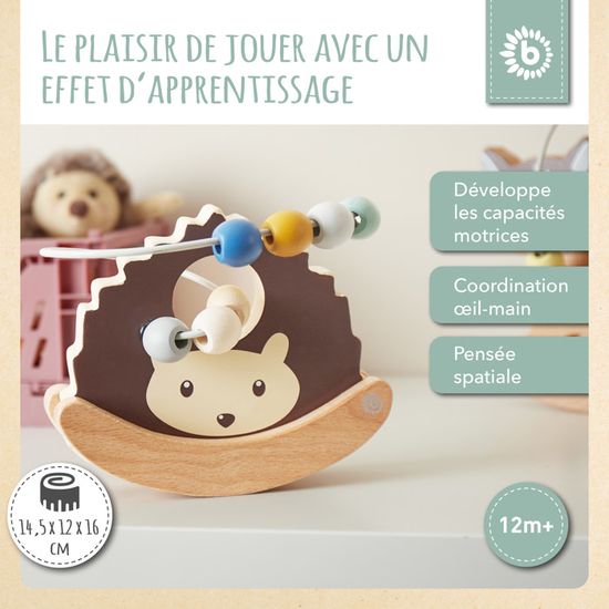 Bieco Boucle de Motricité Fusée | Jouet Éducatif dès 1 An | Jeu de Labyrinthe | Cube Activité en Bois pour Bébé